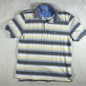 Brooks Brothers Medium Trad Ivy Retro Vintage Gray and Yellow Striped Polo Shirt